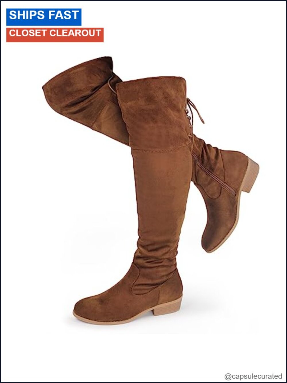 Women's Thigh High Over the Knee Boots Faux Suede Low Block Heel Round Toe